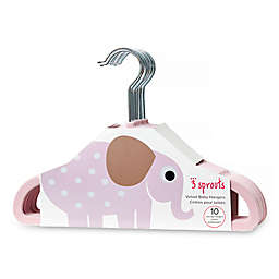 3 Sprouts 10-Pack Elephant Flocked Children's Hanger in Pink