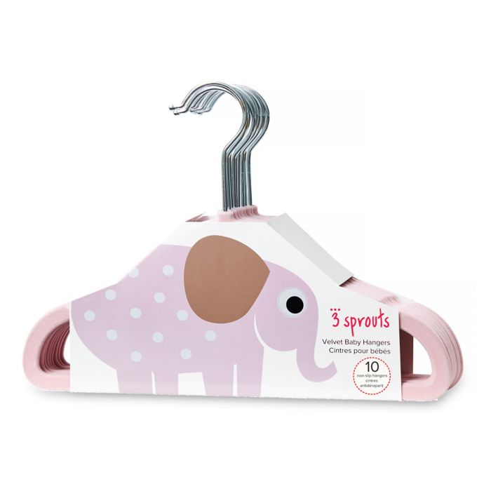 3 Sprouts 10 Pack Elephant Flocked Children S Hanger In Pink Bed Bath Beyond