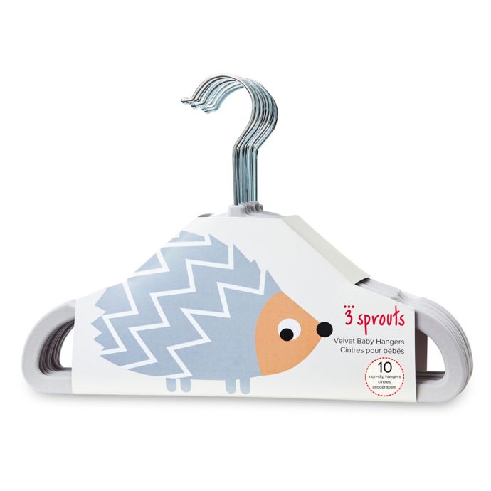3 Sprouts 10 Pack Hedgehog Flocked Children S Hangers In Grey Bed Bath Beyond