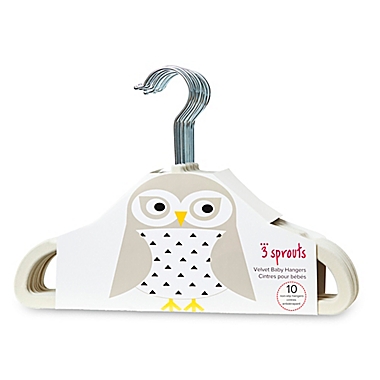 3 Sprouts 10-Pack Owl Flocked Children&#39;s Hangers in Ivory. View a larger version of this product image.