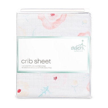 aden + anais&trade; essentials Flowers Bloom Cotton Muslin Fitted Crib Sheet in Pink. View a larger version of this product image.