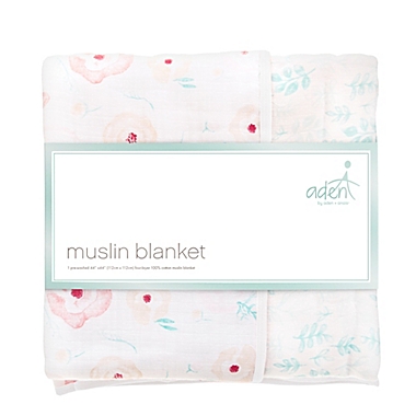 aden + anais&trade; essentials Full Bloom Cotton Muslin Blanket in Pink. View a larger version of this product image.