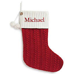 Personalized Planet Oversized Cable Knit Stocking in Red