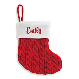 Personalized Planet Mini Cable Knit Stocking in Red