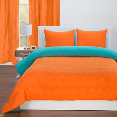 Crayola&reg; Reversible Solid Full/Queen Comforter Set in Orange/Turquoise