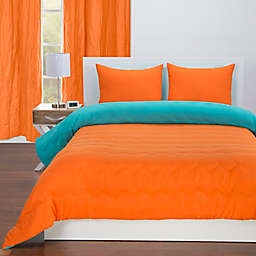 Crayola® Reversible Solid Full/Queen Comforter Set in Orange/Turquoise