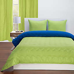 Crayola® Reversible Solid Full/Queen Comforter Set in Green/Blue