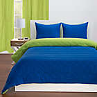 Alternate image 1 for Crayola&reg; Reversible Solid Full/Queen Comforter Set in Green/Blue