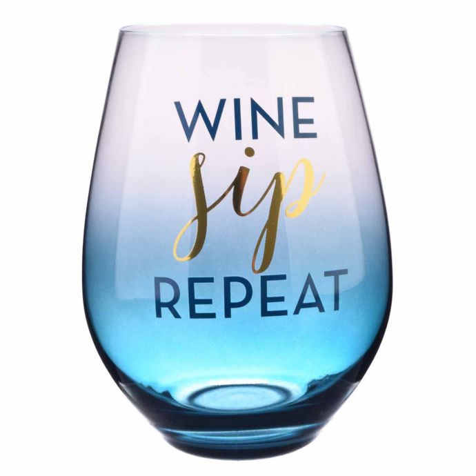 Formations Oversized Wine Sip Repeat Stemless Wine Glass | Bed Bath and ...