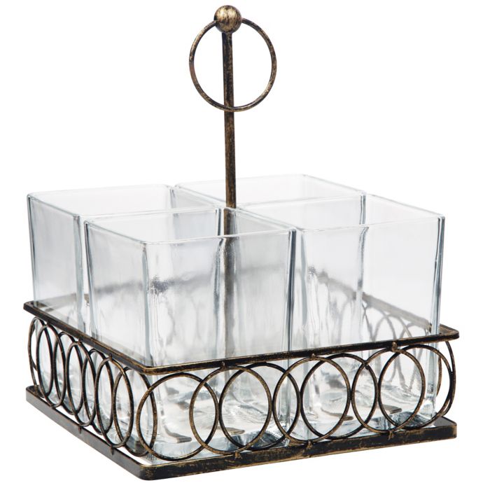 Home Essentials & Beyond 5Piece Square Flatware Caddy in Antique