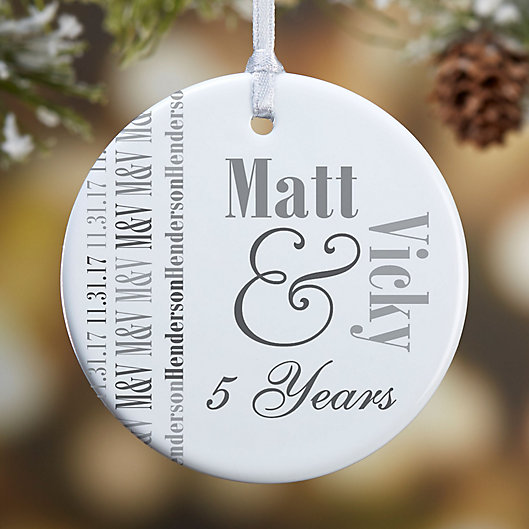 Alternate image 1 for Anniversary Memories 1-Sided Glossy Christmas Ornament