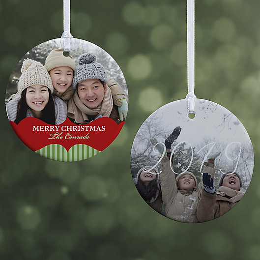 Alternate image 1 for Classic Holiday 2-Sided Glossy Photo Christmas Ornament
