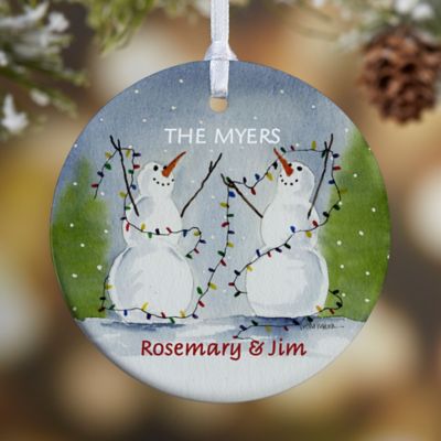 Snow Couple 1-Sided Glossy Christmas Ornament