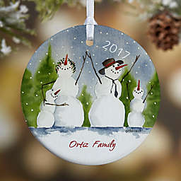 Snow Family 1-Sided Glossy Christmas Ornament