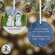 Snow Family 2-Sided Glossy Christmas Ornament