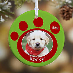 Pawprint On Our Hearts Pet 1-Sided Glossy Photo Christmas Ornament