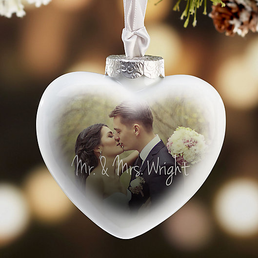 Alternate image 1 for Wedding Day Photo Deluxe Heart Christmas Ornament