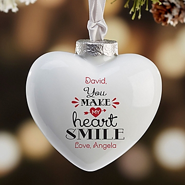 You Make My Heart Smile Heart Christmas Ornament. View a larger version of this product image.