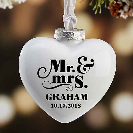 Alternate image 1 for The Happy Couple Personalized Heart Deluxe Ornament