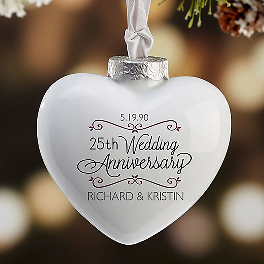 Alternate image 1 for Anniversary Wishes Deluxe Heart Christmas Ornament