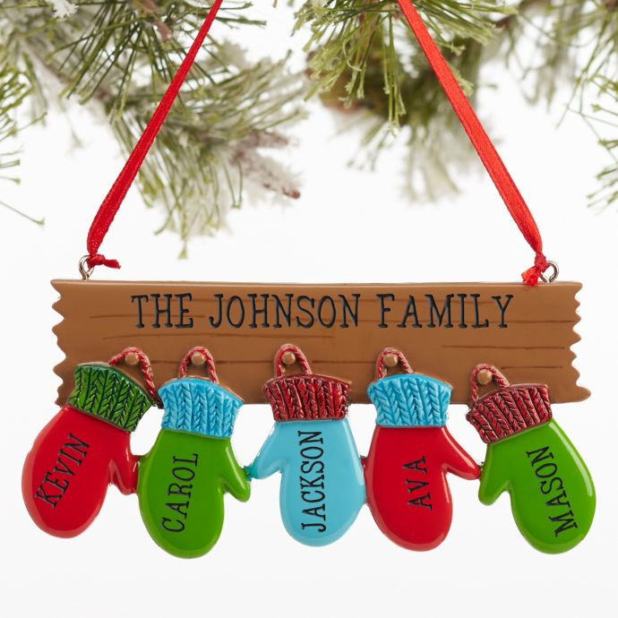 Warm Mitten Family Name Christmas Ornament Collection