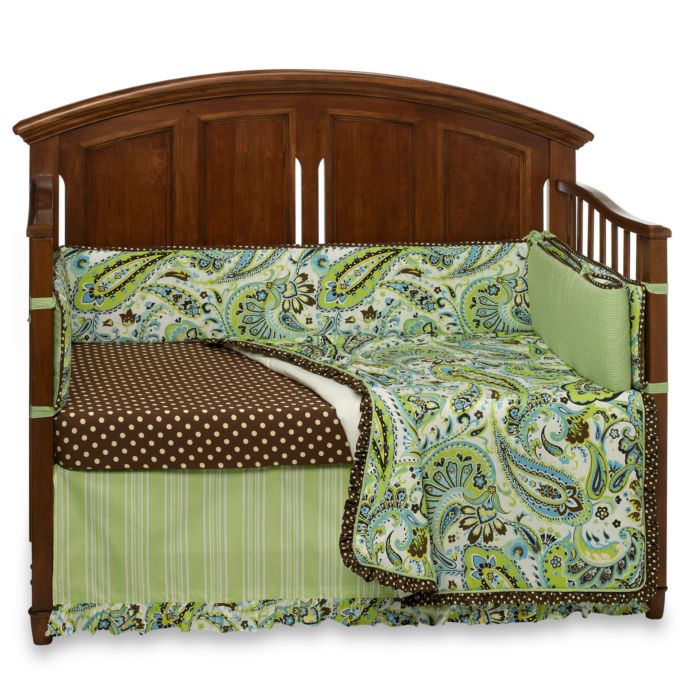 My Baby Sam Paisley Splash In Lime 4 Piece Crib Bedding Ensemble