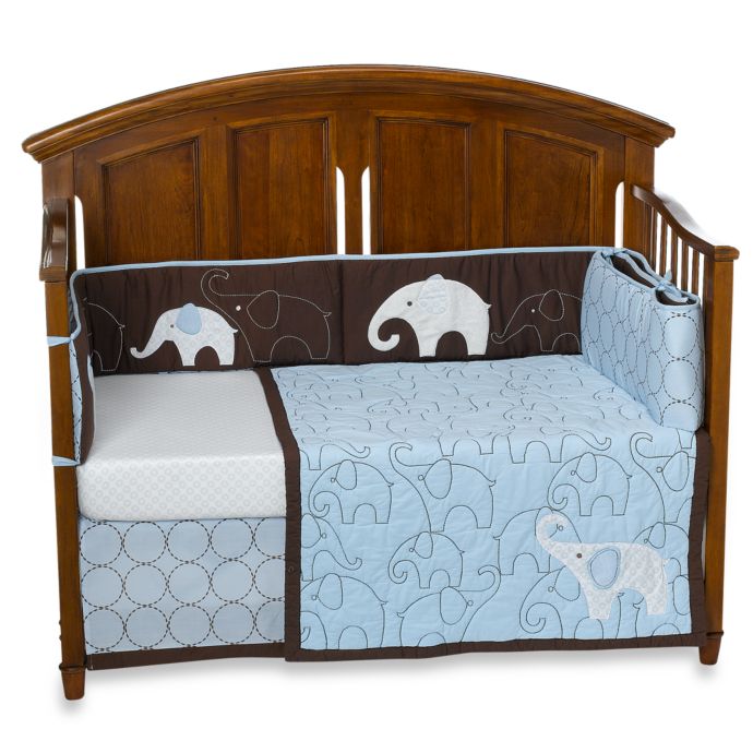 Carter S Blue Elephant 4 Piece Crib Bedding Set Buybuy Baby