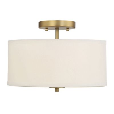 Filament Design 2-Light Ceiling Fixture in Brass with White Drum Shade