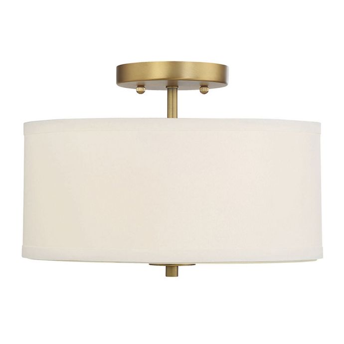 Filament Design 2 Light Ceiling Fixture In Brass With White Drum