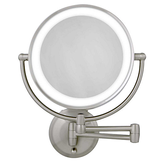 Round Led Lighted Wall Mount Mirror, Brushed Nickel Mirror Bed Bath Beyond