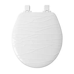 Mayfair Round Molded Wood Geometric Design Toilet Seat with Whisper Close in White