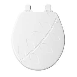 Mayfair Round Closed Front Molded Wood Vineyard Design Toilet Seat with Whisper Close in White