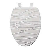 Mayfair Elongated Closed Front Molded Wood Geometric Design Toilet Seat with Whisper Close in White