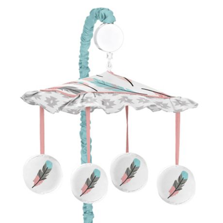 Sweet Jojo Designs® Feather Musical Mobile in Turquoise ...