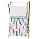 Alternate image 0 for Sweet Jojo Designs&reg; Feather Laundry Hamper in Turquoise/Coral