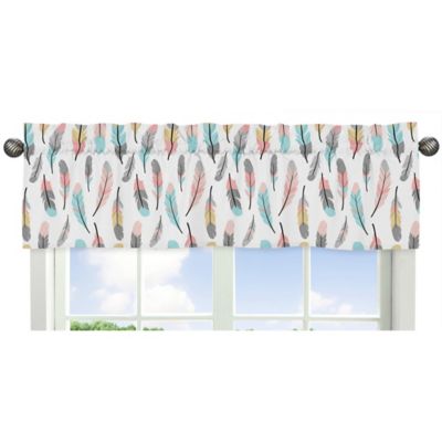 Sweet Jojo Designs&reg; Feather Window Valance in Turquoise/Coral