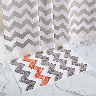 iDesign&reg; 34&#39;&#39; x 21&#39;&#39; Microfiber Chevron Bath Rug in Grey. View a larger version of this product image.