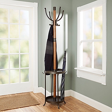 Silverwood Dawson Coatrack with Umbrella Stand in Brown. View a larger version of this product image.