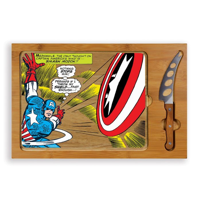 Marvel Captain America Icon Glass Top Tray Knife Set Bed Bath