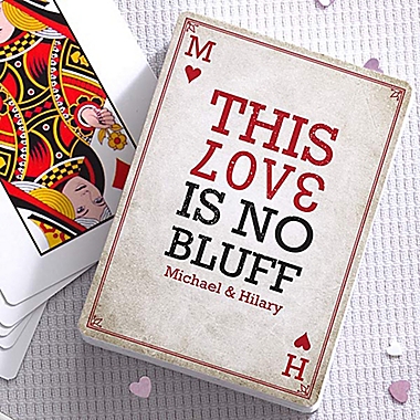 Our Love Is No Bluff 54-Count Playing Cards. View a larger version of this product image.