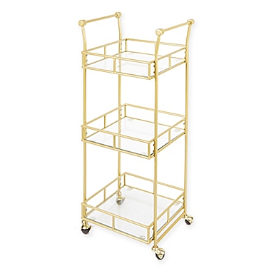 Silverwood Collier 3-Tier Square Bar Cart in Gold. View a larger version of this product image.