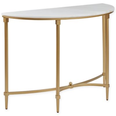 Madison Park Signature Bordeaux Marble Top Console Table in Gold