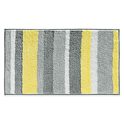 iDesign® 34" x 21" Microfiber Stripz Bath Rug in Yellow