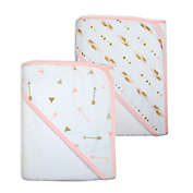 TL Care&reg; 2-Pack Arrow and Feather Organic Cotton Hooded Towels in Gold/Pink
