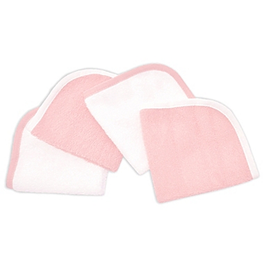 TL Care&reg; 4-Pack Organic Cotton Washcloths in White/Pink. View a larger version of this product image.