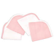 TL Care&reg; 4-Pack Organic Cotton Washcloths in White/Pink