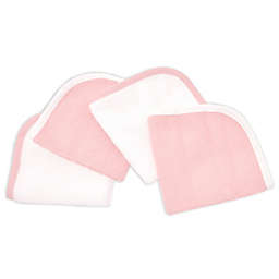 TL Care® 4-Pack Organic Cotton Washcloths in White/Pink