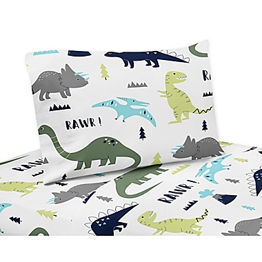 Sweet Jojo Designs&reg; Mod Dinosaur Twin Sheet Set in Turquoise/Navy. View a larger version of this product image.