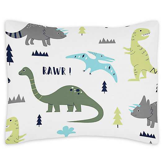 Alternate image 1 for Sweet Jojo Designs® Mod Dinosaur Reversible Standard Pillow Sham