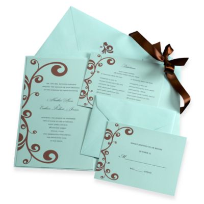 Gartner Studios Blue And Brown Invitation Kit (Set Of 2) | Bed Bath ...